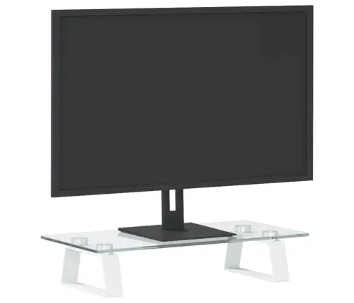 Monitora Statīvs, 40X20X8 Cm, Balts, Rūdīts Stikls, Metāls Vidaxl