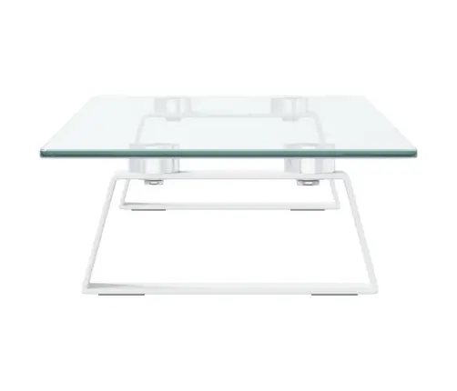 Monitora Statīvs, 60X20X8 Cm, Balts, Rūdīts Stikls, Metāls Vidaxl