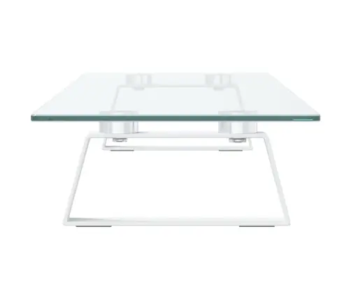 Monitora Statīvs, 80X20X8 Cm, Balts, Rūdīts Stikls, Metāls Vidaxl