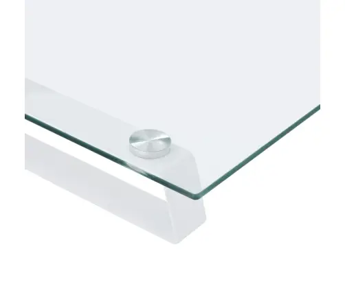 Monitora Statīvs, 80X20X8 Cm, Balts, Rūdīts Stikls, Metāls Vidaxl