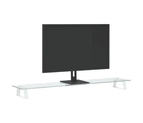 Monitora Statīvs, 100X20X8 Cm, Balts, Rūdīts Stikls, Metāls Vidaxl