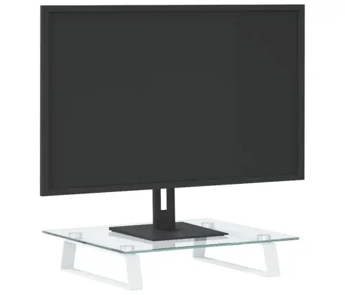 Monitoriaus Stovas, Baltas, 40X35X8cm Stiklas Ir Metalas
