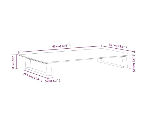 Monitora Statīvs, 60X35X8 Cm, Balts, Rūdīts Stikls, Metāls Vidaxl