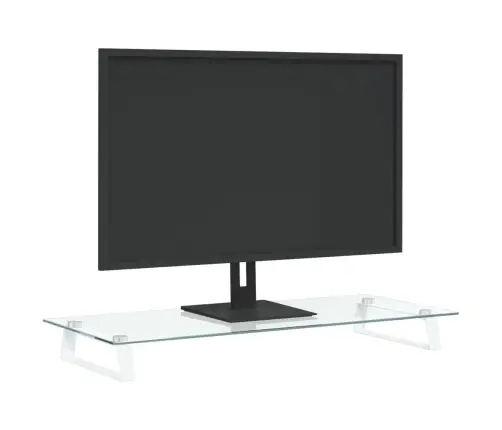 Monitoriaus Stovas, Baltas, 80X35X8cm Stiklas Ir Metalas
