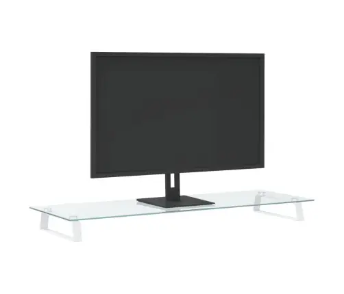 Monitora Statīvs, 100X35X8 Cm, Balts, Rūdīts Stikls, Metāls Vidaxl