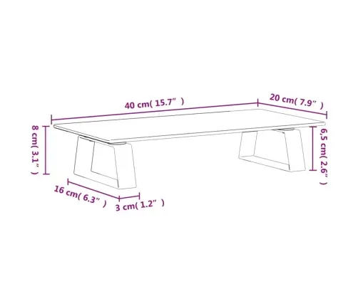 Monitora Statīvs, 40X20X8 Cm, Melns, Rūdīts Stikls, Metāls Vidaxl