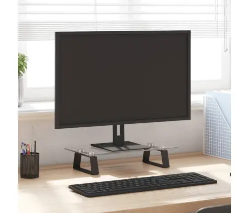 Monitora Statīvs, 40X20X8 Cm, Melns, Rūdīts Stikls, Metāls Vidaxl