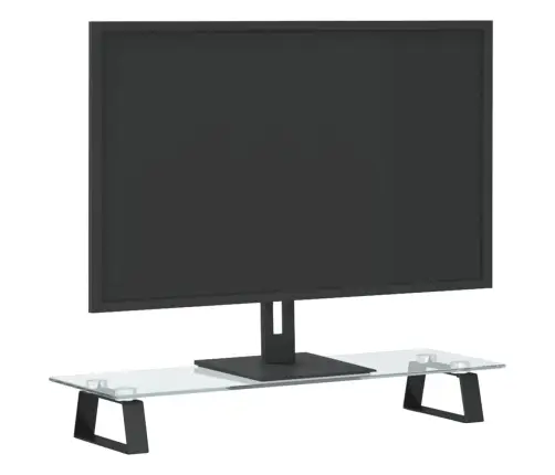 Monitoriaus Stovas, Juodas, 60X20X8cm Stiklas Ir Metalas