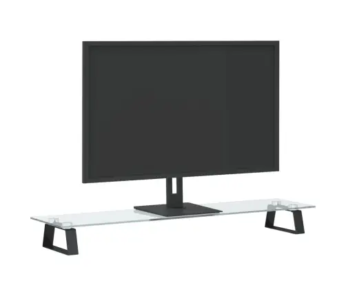 Monitora Statīvs, 80X20X8 Cm, Melns, Rūdīts Stikls, Metāls Vidaxl