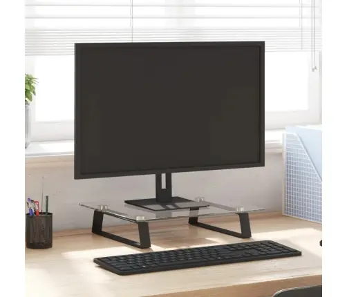 Monitora Statīvs, 40X35X8 Cm, Melns, Rūdīts Stikls, Metāls Vidaxl