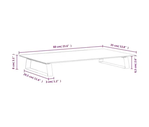 Monitora Statīvs, 60X35X8 Cm, Melns, Rūdīts Stikls, Metāls Vidaxl