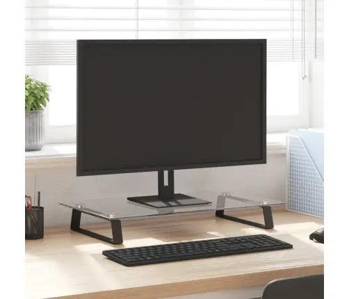 Monitora Statīvs, 60X35X8 Cm, Melns, Rūdīts Stikls, Metāls Vidaxl