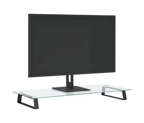 Monitora Statīvs, 80X35X8 Cm, Melns, Rūdīts Stikls, Metāls Vidaxl