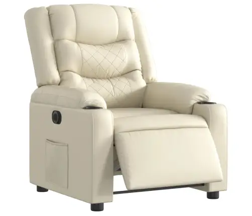 Elektrisks Atpūtas Krēsls, Atgāžams, Krēmkrāsas Mākslīgā Āda Vidaxl