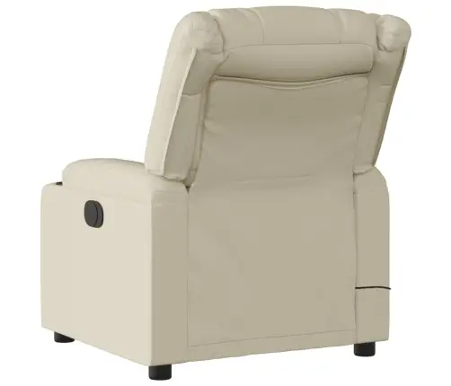 Elektrinis Atlošiamas Masažinis Krėslas, Kreminis, Dirbtinė Oda