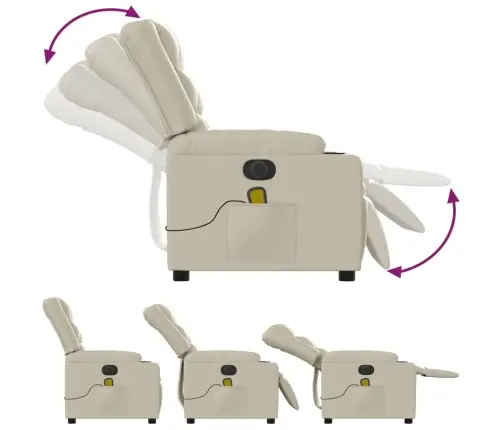 Elektrinis Atlošiamas Masažinis Krėslas, Kreminis, Dirbtinė Oda