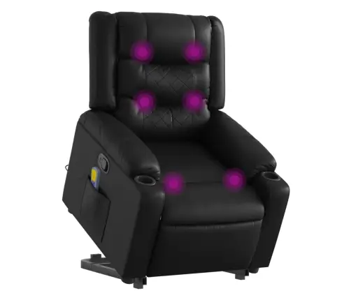 Masāžas Krēsls, Paceļams, Atgāžams, Melna Mākslīgā Āda Vidaxl