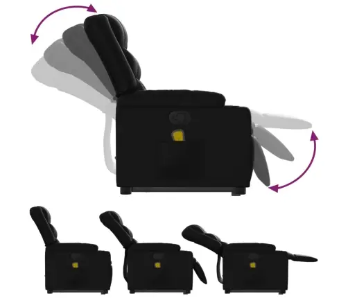 Masāžas Krēsls, Paceļams, Atgāžams, Melna Mākslīgā Āda Vidaxl