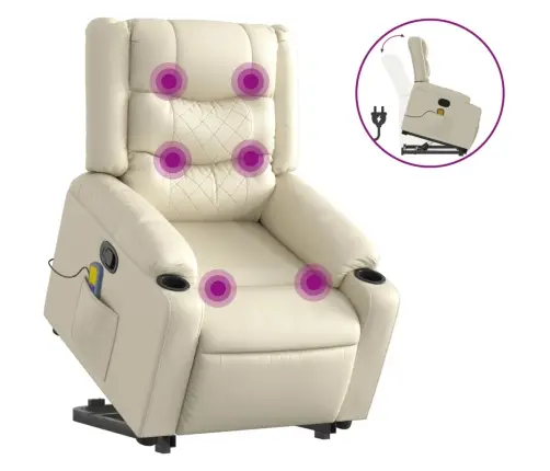 Masāžas Krēsls, Paceļams, Atgāžams, Krēmkrāsas Mākslīgā Āda Vidaxl