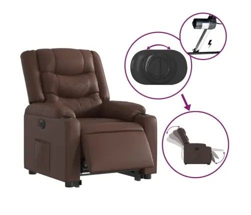 Elektrisks Atpūtas Krēsls Paceļams/Atgāžams, Brūna Mākslīgā Āda Vidaxl