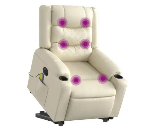 Elektrisks Masāžas Krēsls, Paceļams, Krēmkrāsas Mākslīgā Āda Vidaxl Elektrisks Masāžas Krēsls, Paceļams, Krēmkrāsas Mākslīgā Āda Vidaxl