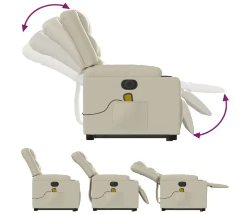 Elektrisks Masāžas Krēsls, Paceļams, Krēmkrāsas Mākslīgā Āda Vidaxl Elektrisks Masāžas Krēsls, Paceļams, Krēmkrāsas Mākslīgā Āda Vidaxl
