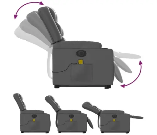 Masāžas Krēsls, Paceļams, Atgāžams, Pelēka Mākslīgā Āda Vidaxl
