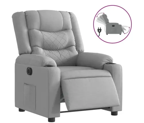 Elektrinis Atlošiamas Krėslas, Šviesiai Pilkos Spalvos, Audinys