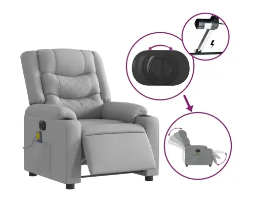 Elektrinis Masažinis Krėslas, Šviesiai Pilkas, Audinys