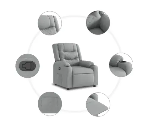 Atsistojantis Atlošiamas Krėslas, Šviesiai Pilkas, Audinys