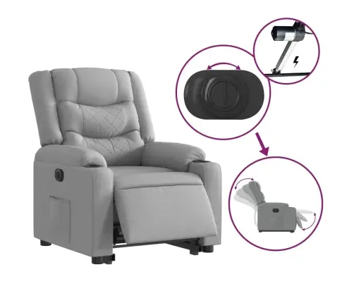 Elektrisks Atpūtas Krēsls Paceļams/Atgāžams Gaiši Pelēks Audums Vidaxl