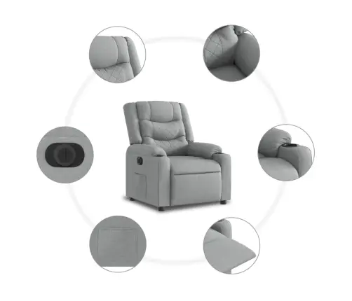 Elektrisks Atpūtas Krēsls Paceļams/Atgāžams Gaiši Pelēks Audums Vidaxl
