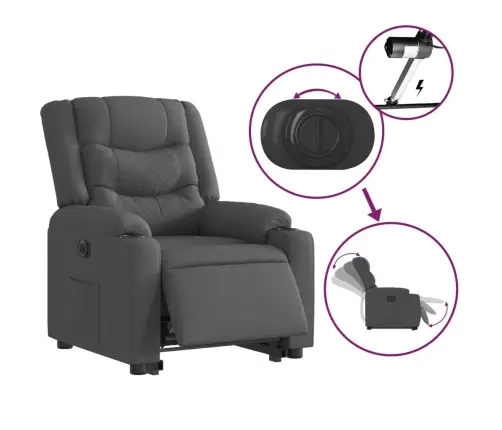 Elektrisks Atpūtas Krēsls, Paceļams, Atgāžams, Pelēks Audums Vidaxl