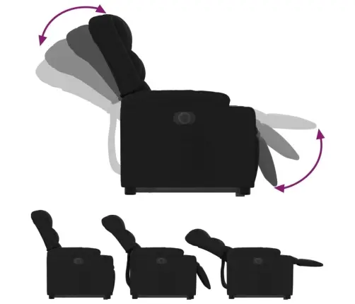 Elektrisks Atpūtas Krēsls, Paceļams, Atgāžams, Melns Audums Vidaxl