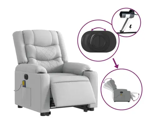 Atsistojantis Masažinis Krėslas, Šviesiai Pilkas, Audinys