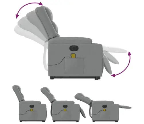 Atsistojantis Masažinis Krėslas, Šviesiai Pilkas, Audinys