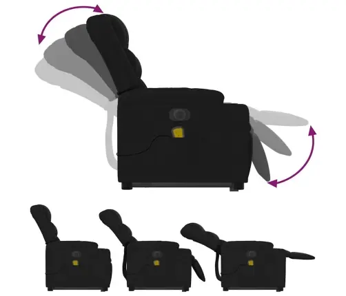 Elektrisks Masāžas Krēsls, Paceļams, Atgāžams, Melns Audums Vidaxl