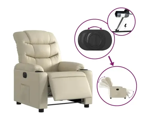 Elektrisks Atpūtas Krēsls, Atgāžams, Krēmkrāsas Mākslīgā Āda Vidaxl