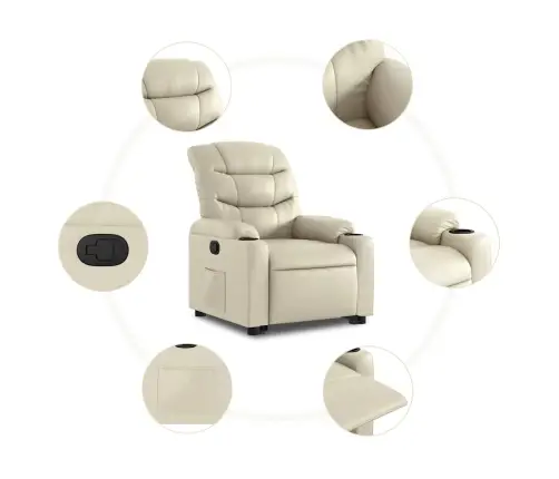 Püsti Tõusmist Toetav Tugitool, Kreemjas, Kunstnahk