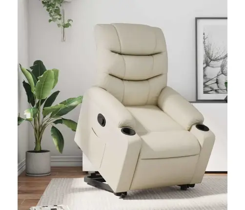 Püsti Tõusmist Toetav Tugitool, Kreemjas, Kunstnahk