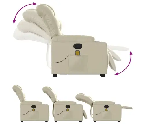 Masāžas Krēsls, Paceļams, Atgāžams, Krēmkrāsas Mākslīgā Āda Vidaxl