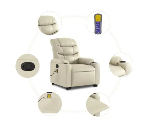 Masāžas Krēsls, Paceļams, Atgāžams, Krēmkrāsas Mākslīgā Āda Vidaxl