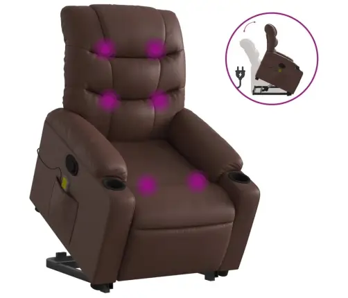 Masāžas Krēsls, Paceļams, Atgāžams, Brūna Mākslīgā Āda Vidaxl