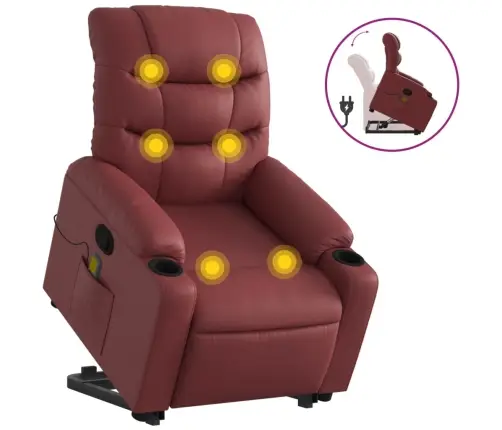 Atsistojantis Masažinis Krėslas, Raudonojo Vyno, Dirbtinė Oda