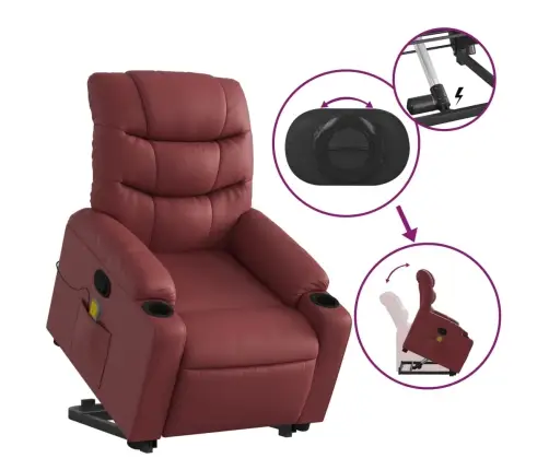 Atsistojantis Masažinis Krėslas, Raudonojo Vyno, Dirbtinė Oda