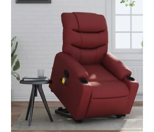 Atsistojantis Masažinis Krėslas, Raudonojo Vyno, Dirbtinė Oda