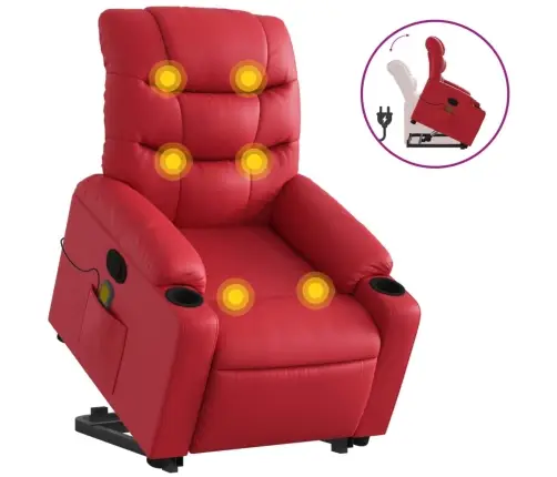 Atsistojantis Masažinis Krėslas, Raudonas, Dirbtinė Oda