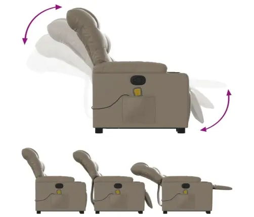 Masāžas Krēsls, Paceļams, Kapučīno Krāsas Mākslīgā Āda Vidaxl