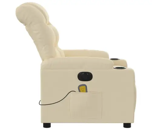 Elektrisks Masāžas Krēsls, Atgāžams, Krēmkrāsas Audums Vidaxl