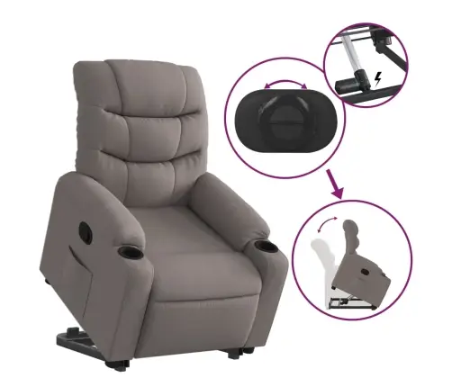 Atsistojantis Atlošiamas Krėslas, Taupe Spalvos, Audinys